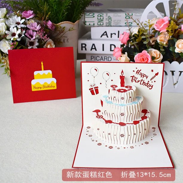 Tarjeta de feliz cumpleaños 3D, tarjetas Pop-Up, flores, regalos de aniversario, suministros para fiestas