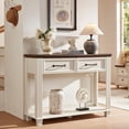 thumbnail image 6 of Joaxswe Farmhouse Console Table with 2 Storage Drawer and Open Storage Shelf, Rustic Entryway Table for Home, Antique White, 6 of 9