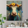 thumbnail image 4 of Whimsical Highland Cow Canvas Art, Rustic Farmhouse Decor, Funny Cow Bathroom Wall Art, 4 of 8