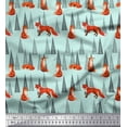thumbnail image 1 of Soimoi Green Moss Georgette Fabric Artistic Tree & Wolf Animal Decor Fabric Printed Yard 42 Inch Wide, 1 of 5