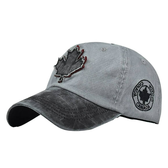 Baseball Caps for Men Embroidered Maple Leaf Adjustable Flag Golf Hat for Women Father's Day Gifts Gray Free Size