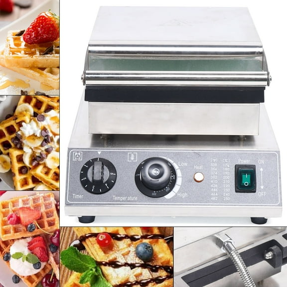 Commercial Electric Waffle Maker, Nonstick, 6-Grid Stainless Steel Baker 1500W