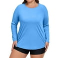 thumbnail image 2 of Women's Plus Size Swim Shirt Long Sleeve Rash Guard UV Protection Sun Shirts UPF 50+ Quick Dry Hiking Fishing Tops Blue XL, 2 of 6