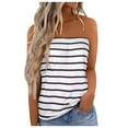 thumbnail image 2 of Loose Tank Tops for Women Women's Stripe Print Strapless Bandeau Tank Casual Loose Top Womens Camisole White XL, 2 of 5