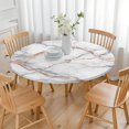 thumbnail image 3 of White Marble Rose Gold Line Pattern Round Fitted Tablecloth with Elastic Edge,Dining Table Cover Waterproof,Outdoor Round Tablecloth for Camping,Dining,Indoor and Outdoor, 3 of 7