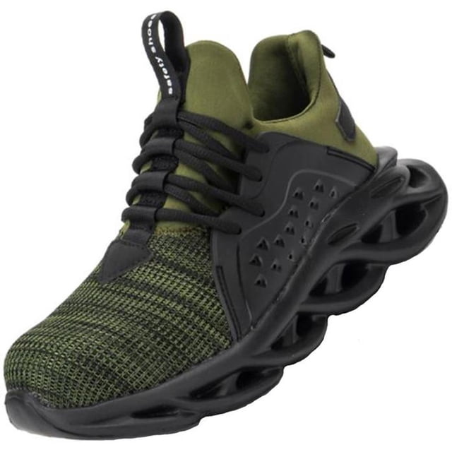 Zapatilas Deportivas de Trabajo SafetyAirGreen 9US 26.5MX Verde Plantilla Kevlar Suela EVA Punta de Acero Agujetas Liger FootShack MXYAE-008