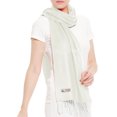 thumbnail image 2 of TZ Promise Men Women's White Scarves Solid Plain Classic Soft Long for Winter Warm, 2 of 4