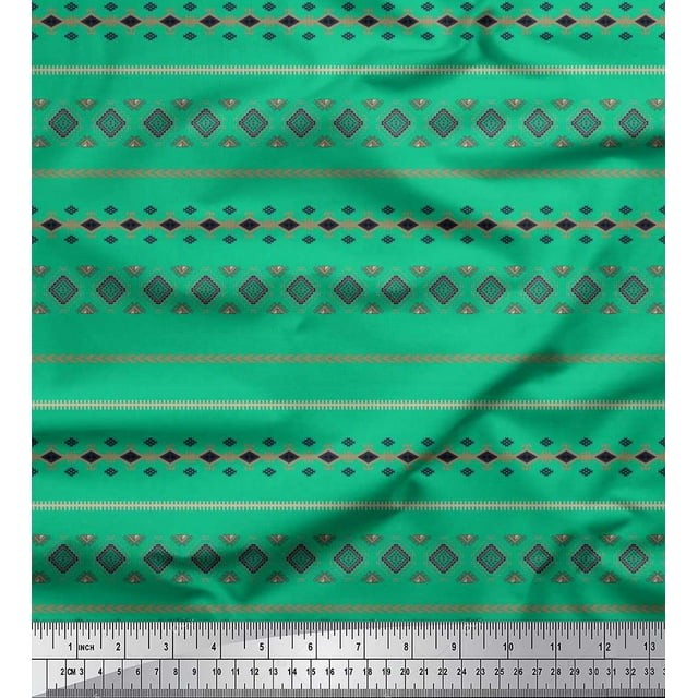 Soimoi Moss Georgette Fabric Geometric Southwestern Decor Fabric Printed Yard 42 Inch Wide