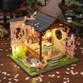 thumbnail image 2 of Miniature Wooden Doll House Kit Assembled Furniture Japanese Casa Dollhouse with Cherry Blossoms Toys for Adults Xmas Gifts heqiyong LED, 2 of 2