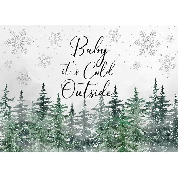 Baby It's Cold Outside Backdrop Winter Silver Snowflakes Photography Background for Baby Shower Party Decorations Banner Supplies Photo Booth Props