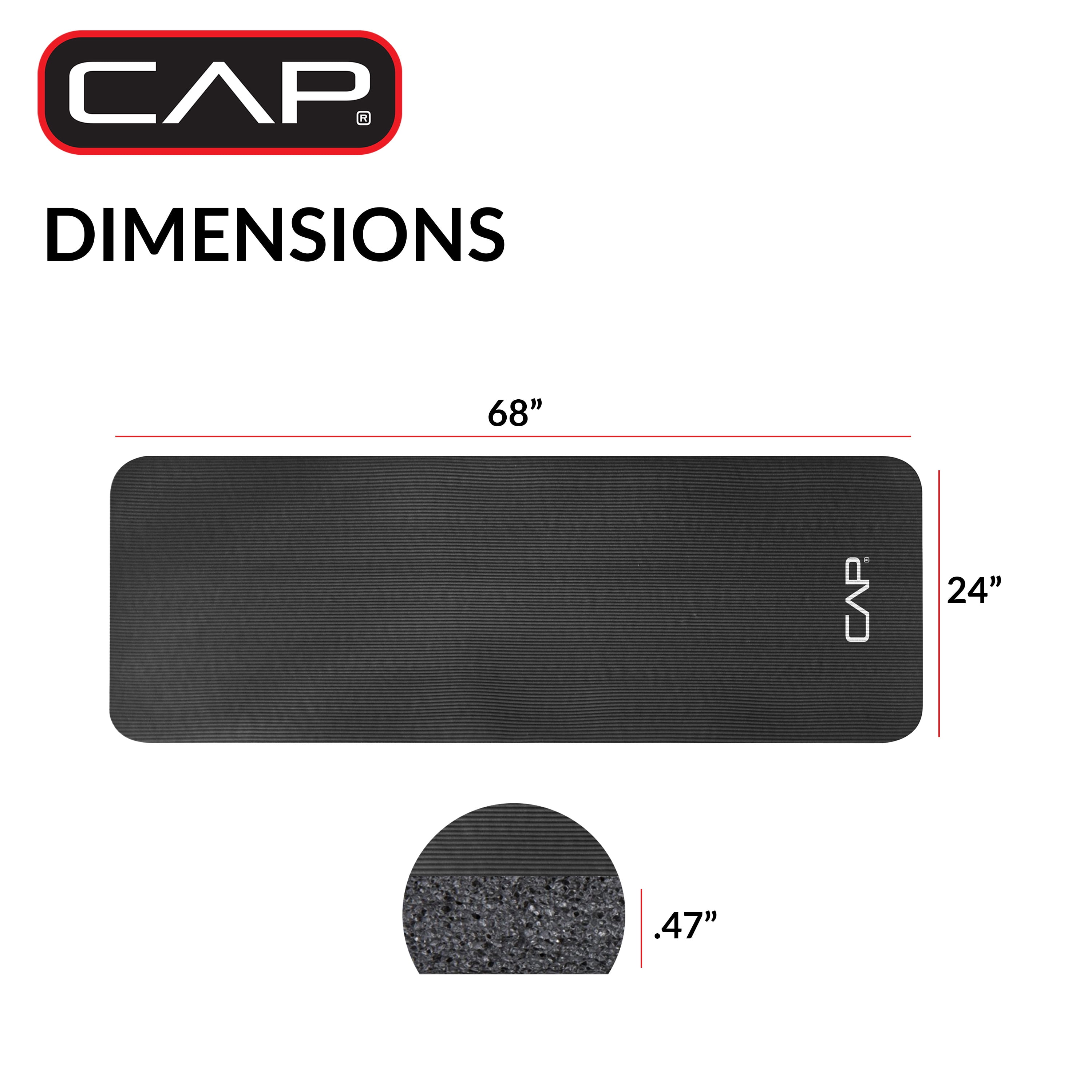 CAP High Density NBR Exercise Mat with Carry Strap, Size