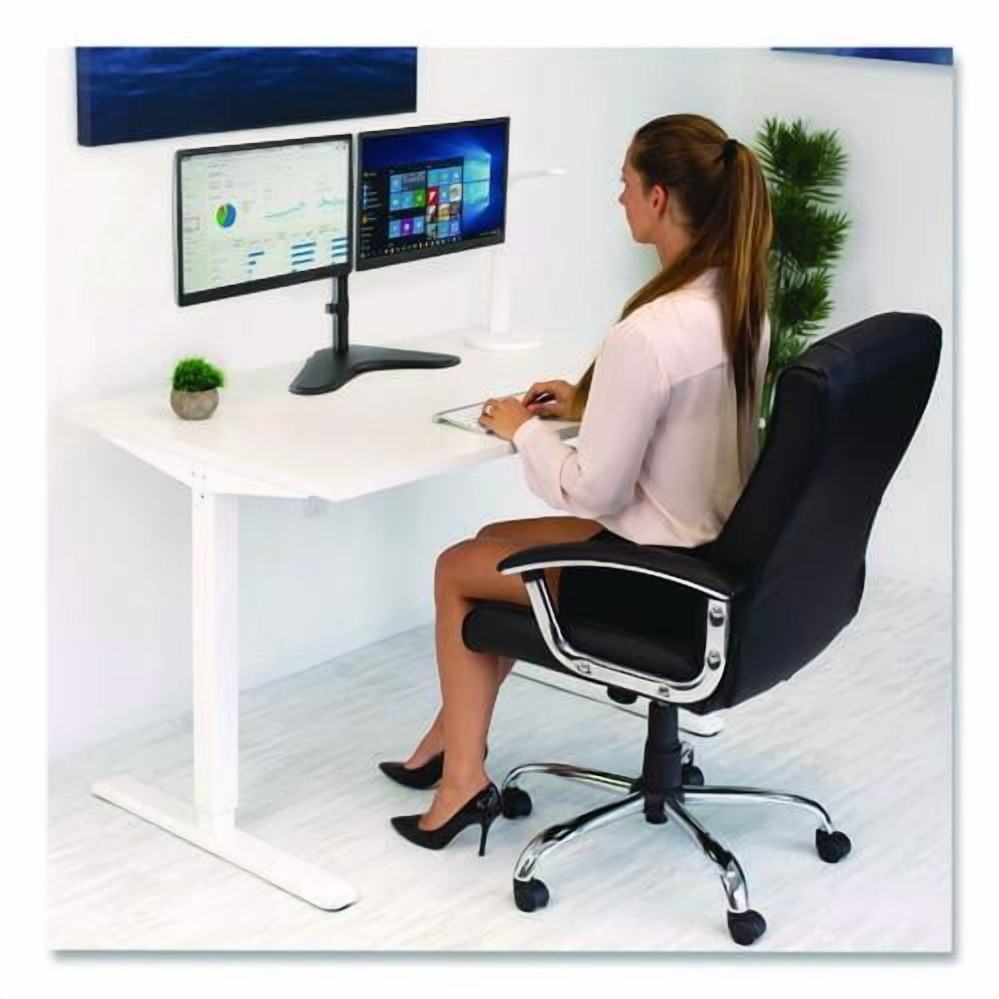 Dual Monitor Desk Stand, For 19" to 32" Monitors, 36.4" x 11" x 18.3", Black, Supports 17.6 lb | Bundle of 5
