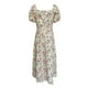 thumbnail image 3 of WILLBEST Vestido Midi Floral para Mujer, Vestido Fruncido con Abertura En El Busto, Estilo Bohemio, Cuello Cuadrado, Manga Corta, para Verano Extra Grande, 3 of 3