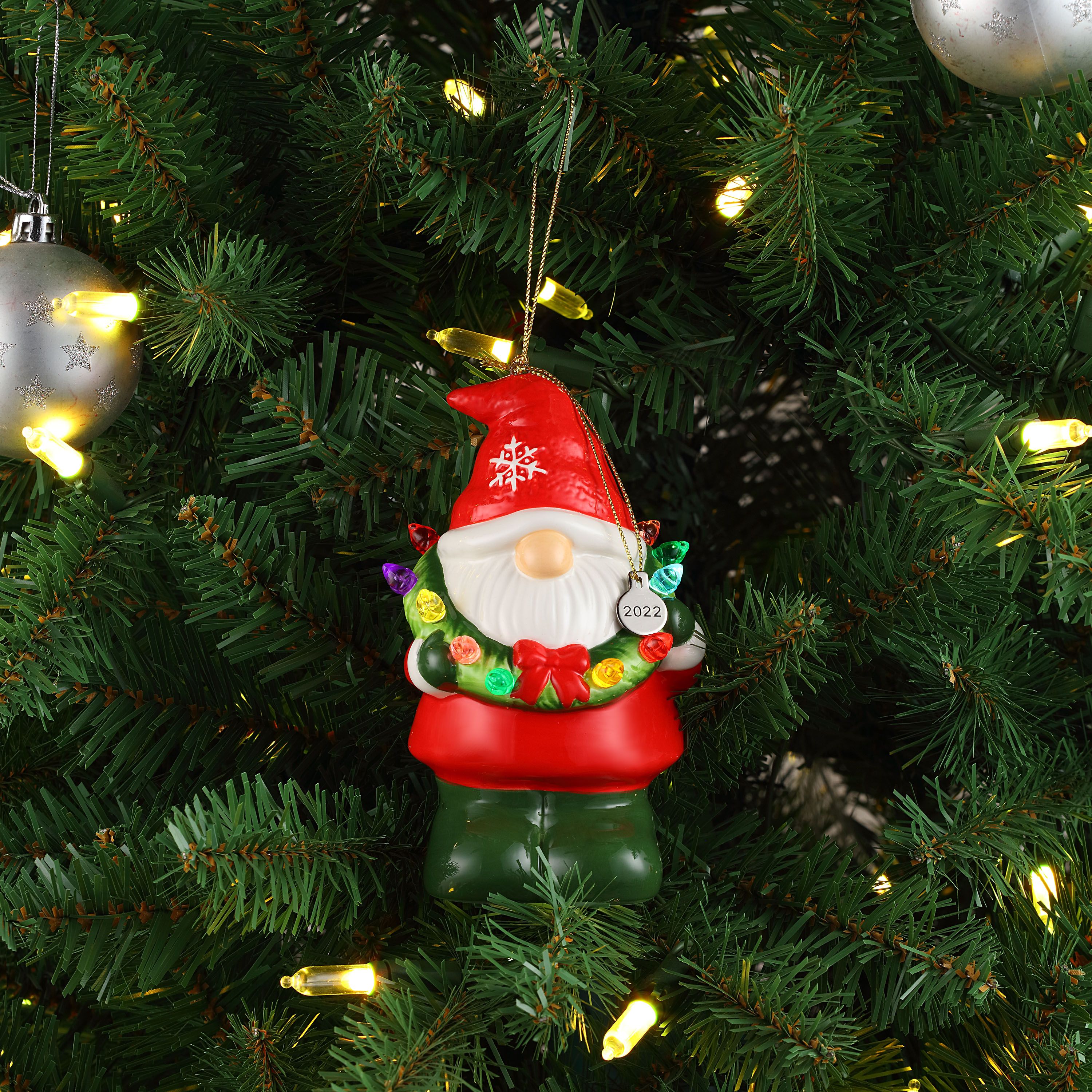 Mr. Christmas 6pc Assorted 5" Ceramic Gnomes Decoration, Red