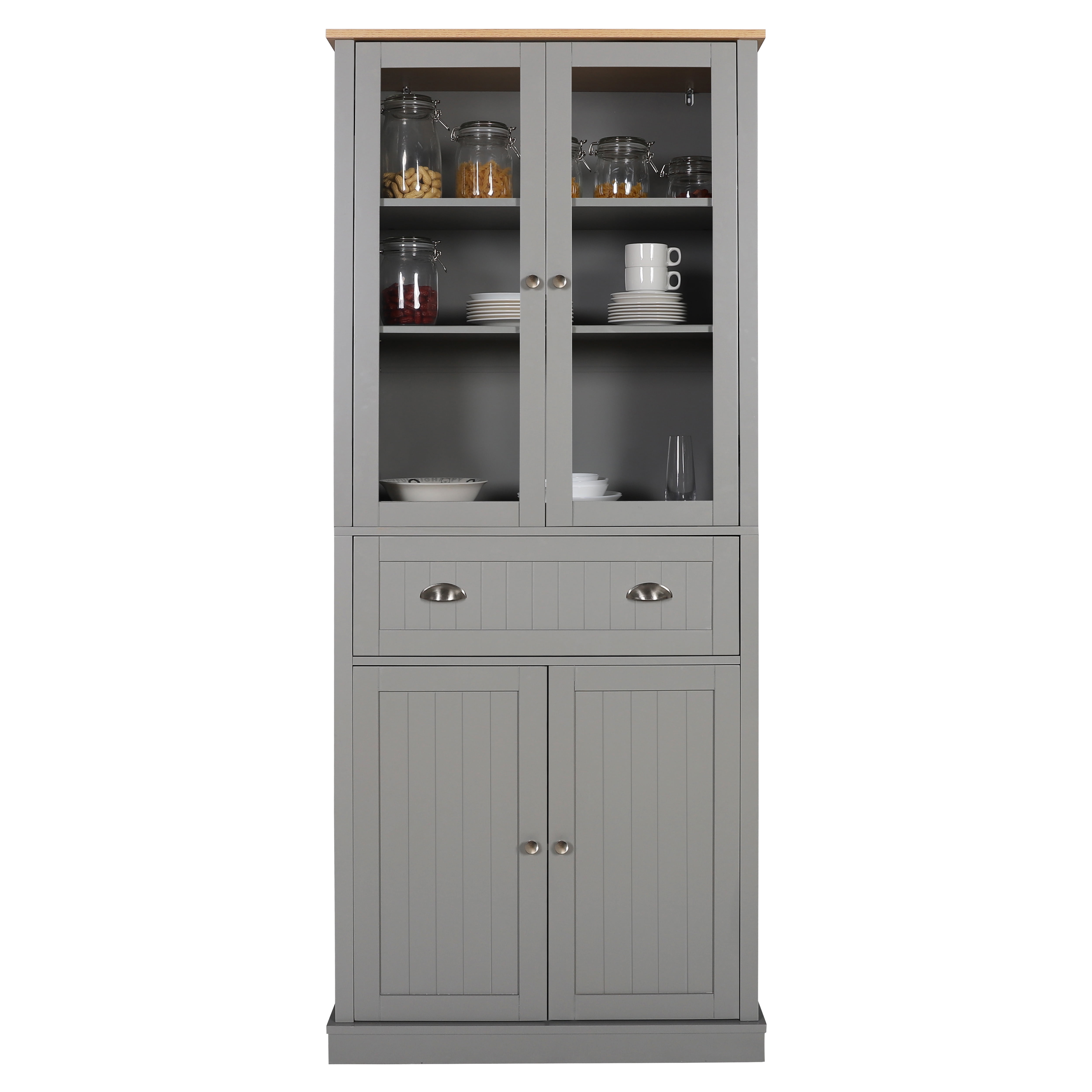 VEIKOUS 72" Pantry Buffet with Hutch, Freestanding Kitchen Pantry