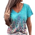 thumbnail image 3 of SpringTTC Women Floral Print V Neck Straight Baggy T-Shirts, 3 of 3