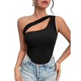 thumbnail image 3 of Womens One Shoulder Sports Bra Sleeveless Workout Yoga Bra Backless Summer Crop Tank Tops Black M, 3 of 9