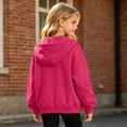 thumbnail image 4 of felwors Girls Lightweight Zip-Up Hoodie for Kids Soft Casual Hooded Sweatshirt (Hot Pink,8-9 Years), 4 of 5