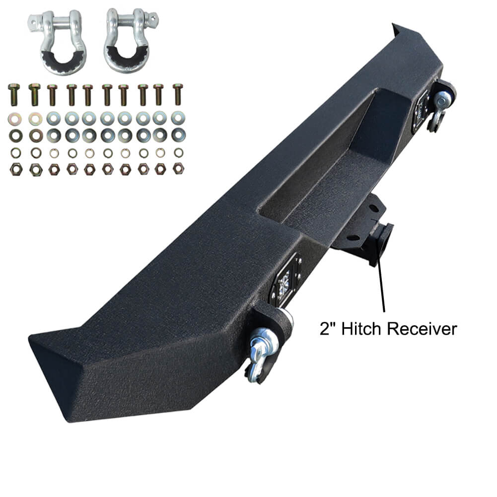 VIJAY Steel Front Or Rear Bumper With Lights & D-Rings For Jeep Wrangler TJ 1997-2006 - Black Textured