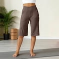 thumbnail image 6 of Women's Bermuda Long Shorts Knee Length High Rise Athletic Shorts Pull On Workout Walking Golf Running Summer Brown 2XL, 6 of 6