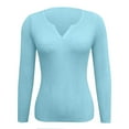 thumbnail image 3 of BLCHUNen Tops for Women Long Sleeve Shirts Trendy Pullover V Neck Stretch Lightweight Workout Sports Active Athletic Fall Blouses, 3 of 4