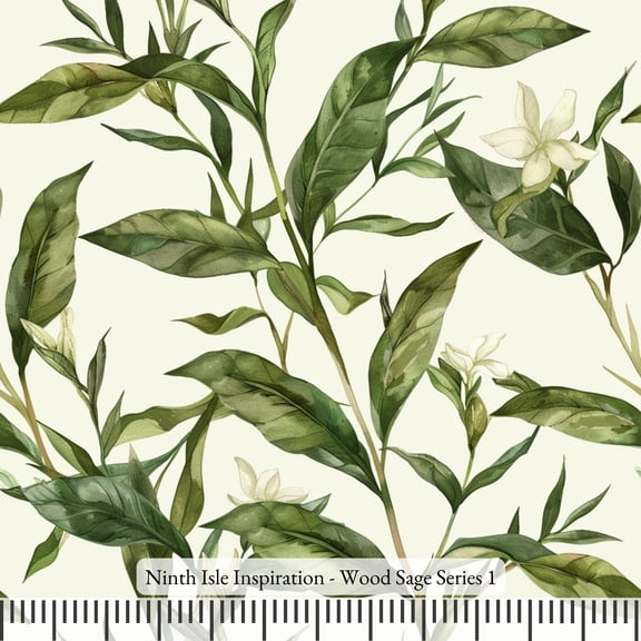 Ninth Isle Inspiration - Wood Sage Series - 100% Rayon Fabric By The Yard (Series1, HalfYard)