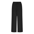 thumbnail image 4 of Byworldtasic Womens Trousers Womens Casual Loose Fit Palazzo Pants Elastic High Waist Lounge Long Pajama Wide Leg Trousers, 4 of 8