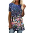 thumbnail image 2 of ICHUANYI Clearance Fashion Woman Causal Round Neck Printing Blouse Short Sleeve T-Shirt Summer Tops(Navy, XL) ICHUANYI WER2023080712055, 2 of 5