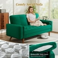 thumbnail image 2 of 3 Seater Sofa Couch, 57 Inch Velvet Loveseat Sofa with Tufted Seat Cushion and Bolster, Mid Century Modern Couch with Solid Wood Legs for Living Room,Bedroom,Office,Apartment,Vintage Green, 2 of 7