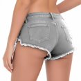 thumbnail image 5 of BODOAO Women's Summer Booty Jean Shorts Lace Up Ripped Raw Hem Micro Denim Hot Pants Casual Low Rise Shorts for Rave Festival Club Streetwear Outfits and Concert Outfits Light Ashy L, 5 of 6