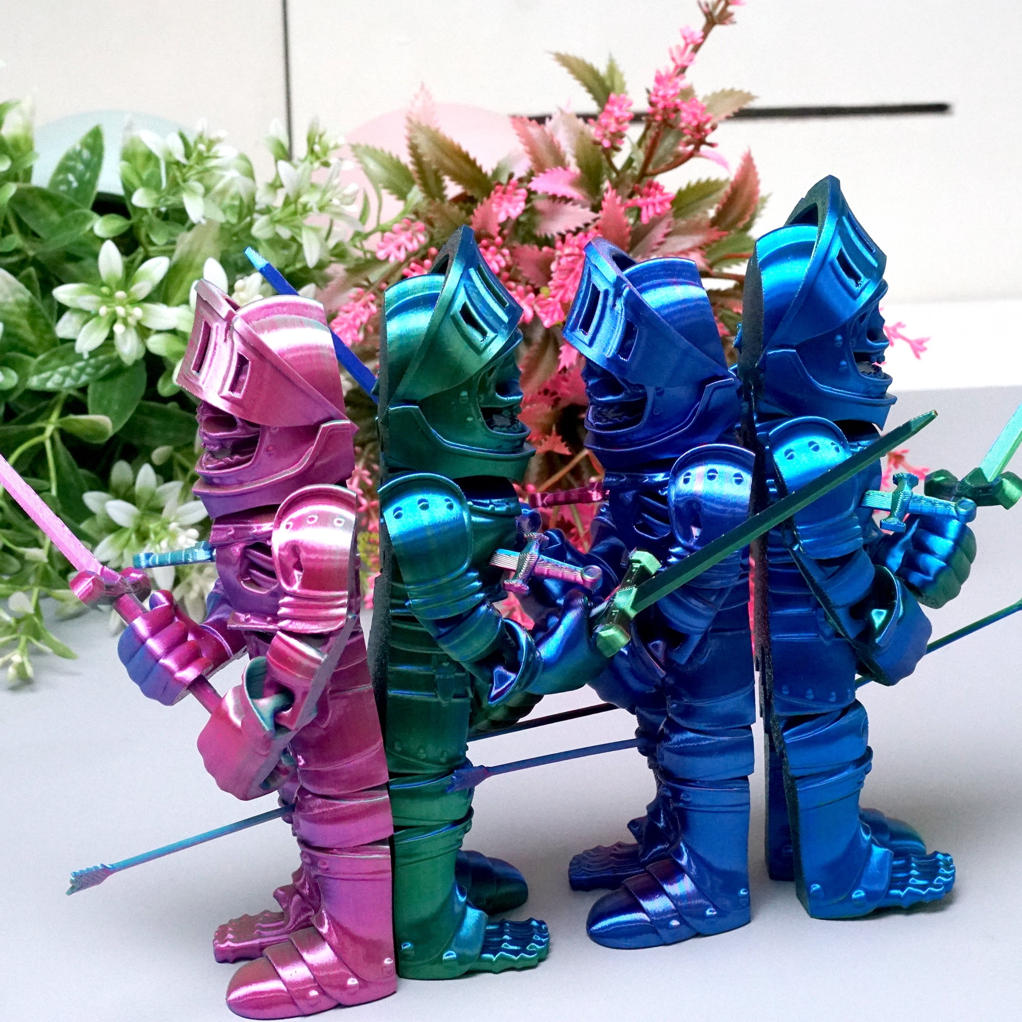 4pcs/set 3D Printed Skeleton Warrior ,Flexible Joint Animal lacertid Figurines,Realistic Eyes, Home Office Decor,Fidget Toy for Adults Teens Boy Festival Gifts