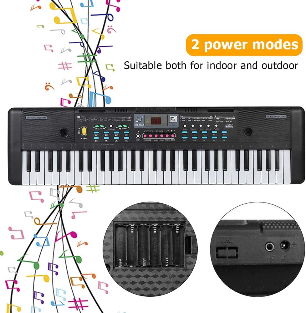 Music 61-Key Keyboard Piano Kids Portable for Beginners with Microphone Sheet Stand