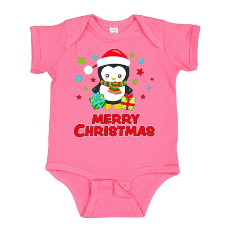 

Inktastic Merry Christmas Penguin in Santa Hat with Gifts Gift Baby Boy or Baby Girl Bodysuit
