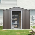 thumbnail image 2 of Olurrisa 8x4ft Gray Outdoor Metal Storage Shed with Metal Foundation, Galvanized Steel Lockable Shed with Sliding Doors, 2 of 8