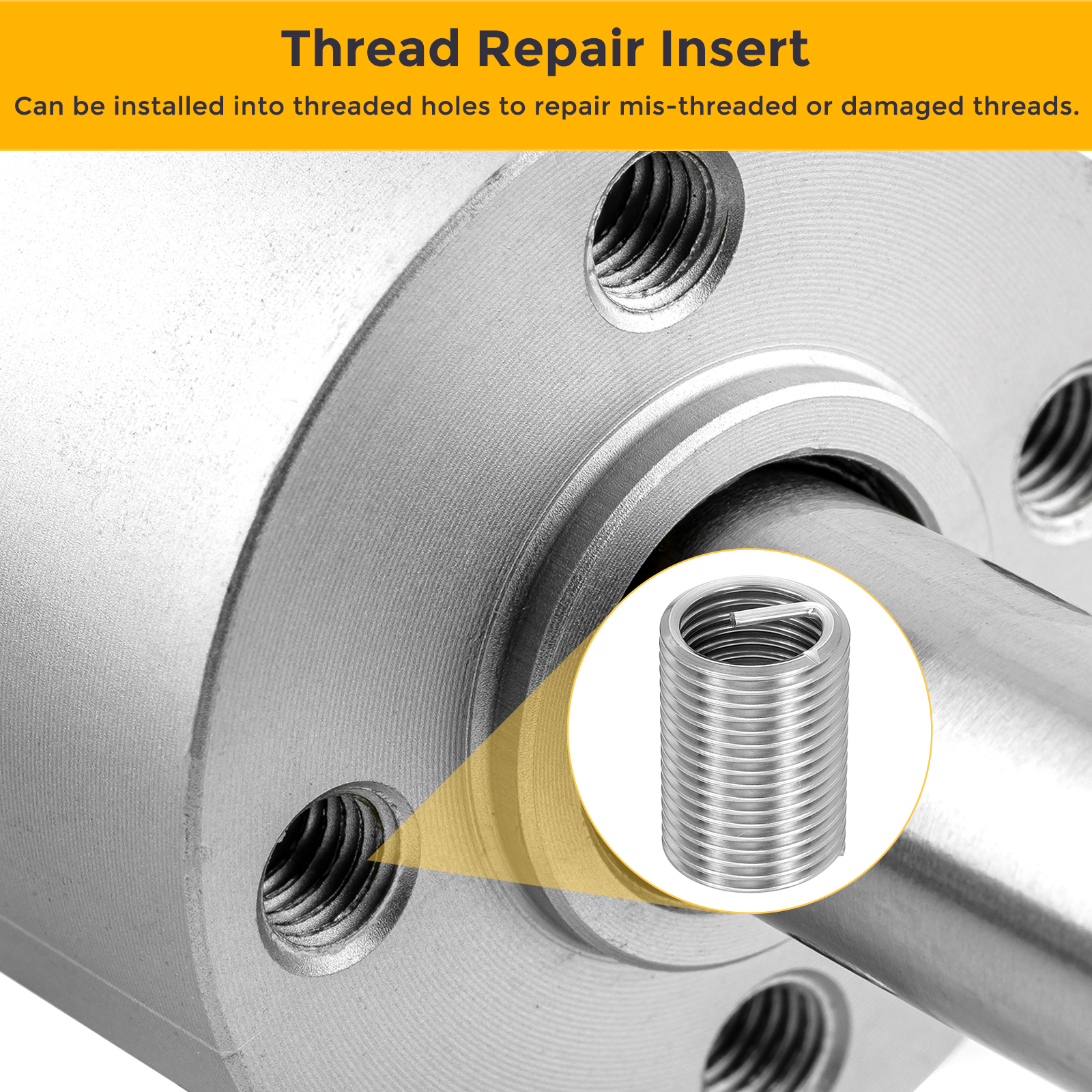 Uxcell 10pcs Wire Thread Inserts M20 x 2.5 x 2.5D Metric Helical Threaded Sleeve
