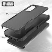 TJS for Samsung Galaxy A16 5G Phone Case, with Tempered Glass Screen Protector, Heavy Duty Rugged Shockproof Full Body Protection Cover for Galaxy A16 5G (Black)
