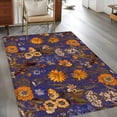 thumbnail image 2 of 3'x5' Rug for Living Room Bedroom, Orange Purple Spring Floral Washable Area Rugs Non-Slip Carpet Mats, Vintage Botanical Summer Flower Indoor Low Pile Area Rug Runner for Kitchen, Mudroom, 2 of 8