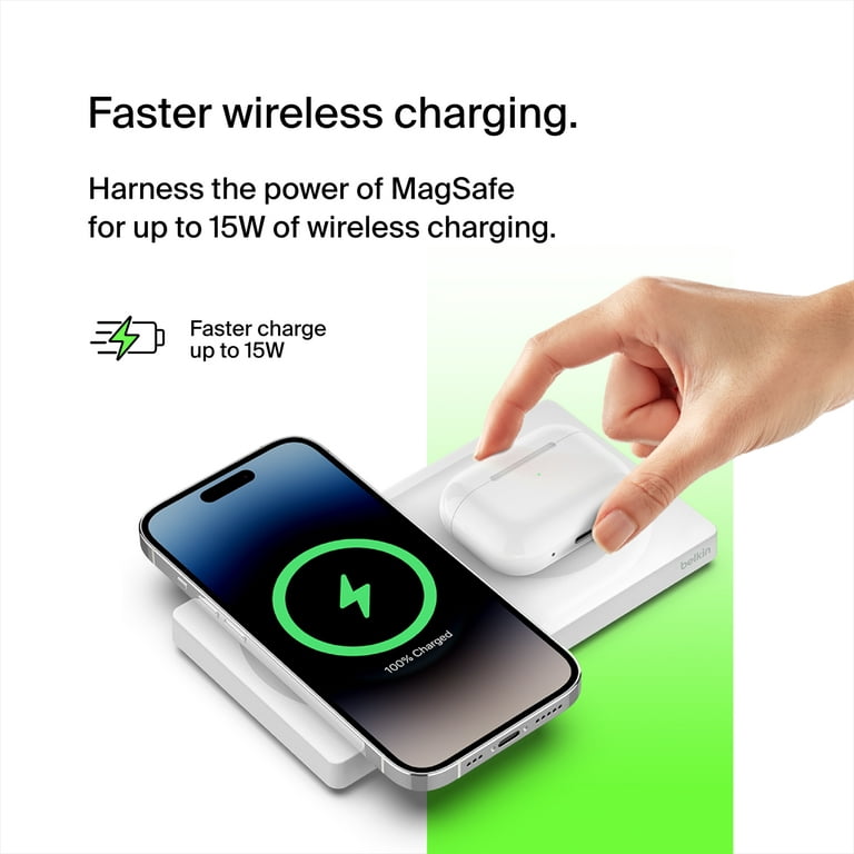 Belkin BoostCharge Pro 2-in-1 Wireless Charging Pad with Official MagSafe  Charging 15W 