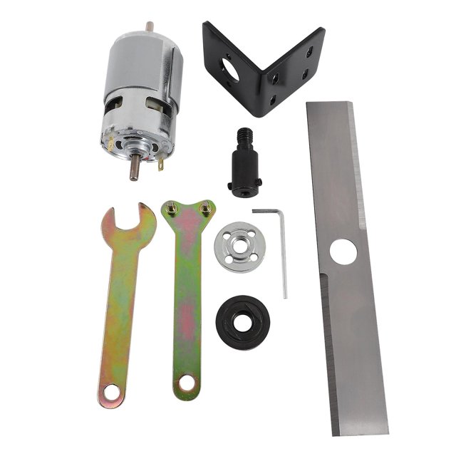 Juego de cortacésped para bricolaje, motor de 12 V CC, 775 cuchillas de acero al manganeso, herramientas para mover el jardín, miniherramienta para cortar césped, color plateado