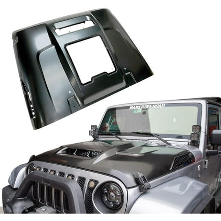 Heat Dispersion Hood Compatible with 2007-2018 Jeep Wrangler JK Replacement Hood Space Capsule Hood (Black)
