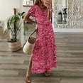 thumbnail image 2 of asdoklhq Sparkly Dresses for Womens Spring and Summer V-Neck Solid Casual Short Sleeved Long Dress Red 3X, 2 of 3