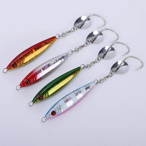 4Pcs/Lot mackerel platen bait with swivel single hook glitter 30-80g sea fishing