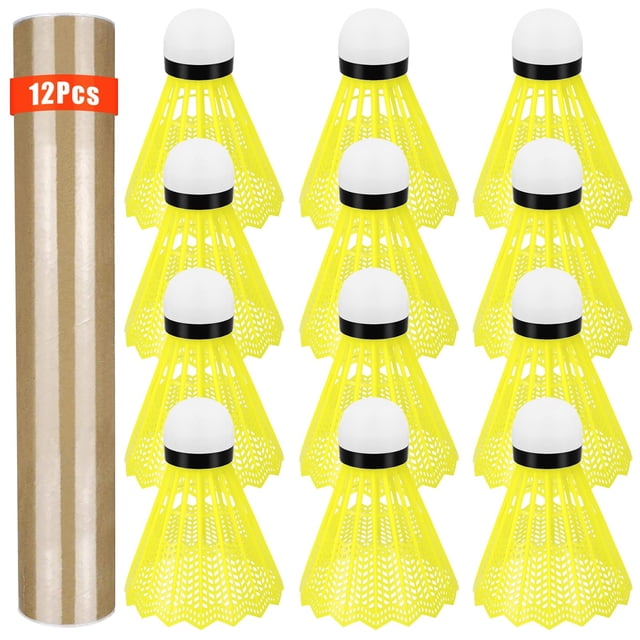 Tubo de plástico amarillo Hysagtek para bádminton Shuttlecocks, 12 unidades