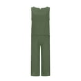 thumbnail image 6 of Cropped Linen Pants Set, Sleeveless Tank Tops and High Waisted Capris Suit, Summer Vacation Casual Outfits with Pockets Summer Outfits for Women 2025 Vacation Green M, 6 of 9