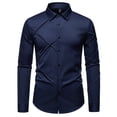 thumbnail image 4 of Mens Dress Shirts Long Sleeve Solid Business Design Stand Collar Formal Shirt Navy S, 4 of 9