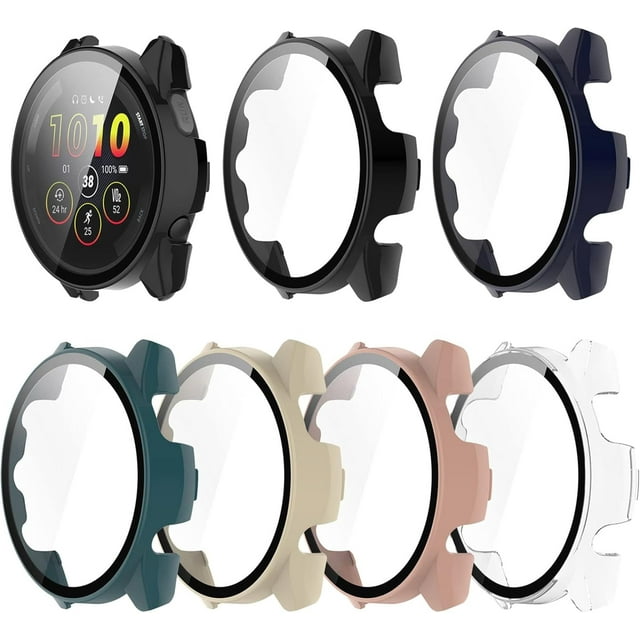 KOMI Étui de Protection en PC Résistant aux Rayures, Compatible avec Garmin Forerunner 265S, Comprend un Protecteur d'Écran en Verre Trempé, Lot de 6