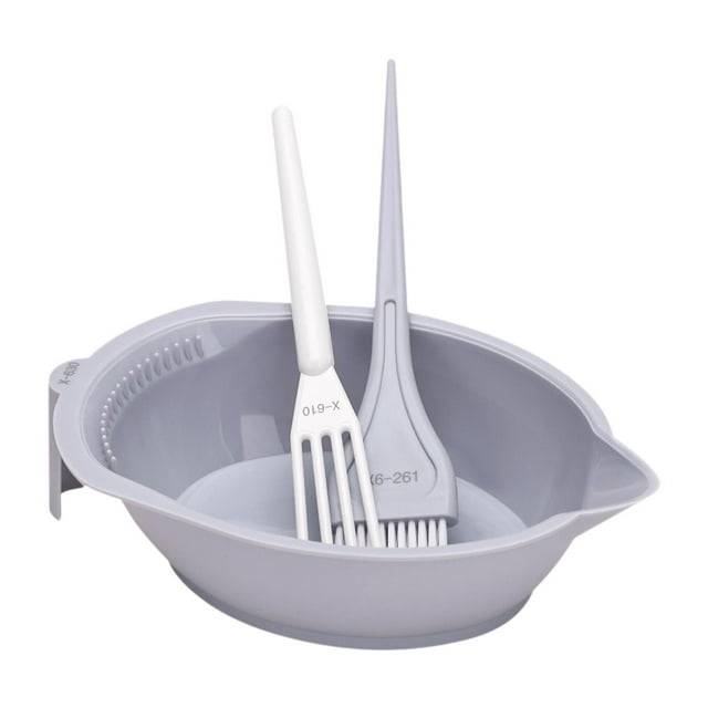 Bunblic Hair Coloring Tool Colour Mixing Dyeing Set Professional Tinting Bowl Silicone DIY Color Soft Bristle Brush Color Mixing Tool Grey
