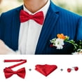 thumbnail image 3 of Bow Tie Mens Pre-tied Bowties and Pocket Square Cufflinks Bowtie Floral Men Formal Party Wedding, 3 of 5
