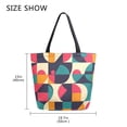 thumbnail image 5 of FORMRS Womens Canvas Tote Bag with Zipper Inner Pocket Shoulder Handbag, Retro Geometric, 5 of 7