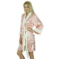 thumbnail image 4 of Bimba Women Short Satin Robe Velvet Belt Getting Ready Bridesmaid Robe Coverup, 4 of 5